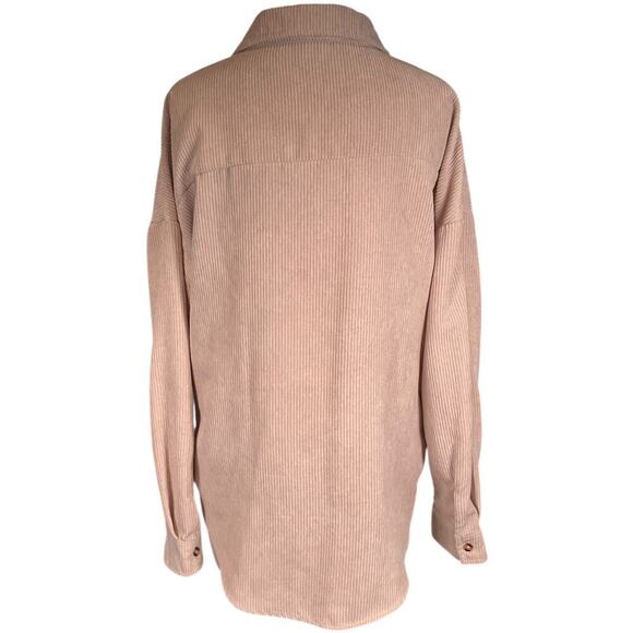MIHOLL Corduroy Cream Color Oversized Shirt Shacket Women's Medium Button Down - Picture 2 of 11